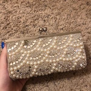 Pearl Clutch Bag With Strap